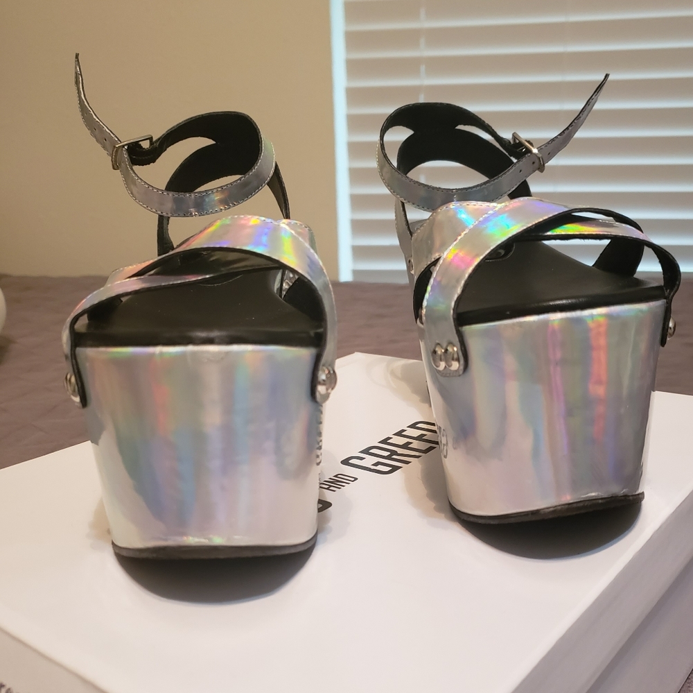 Ego & Greed Holographic Flatform Sandals - Picture 3 of 8